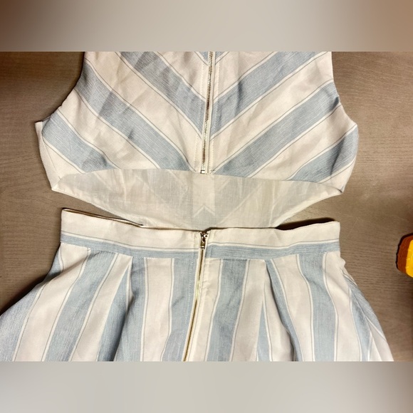 THE CLOTHING COMPANY BLUE AND WHITE STRIPED HIGH LOW DRESS - Picture 13 of 13
